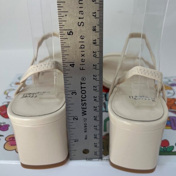 Jeffrey Campbell Adapt Sandals Slingback Cream Block Heel Sandals Size 6.5 - Picture 7 of 12